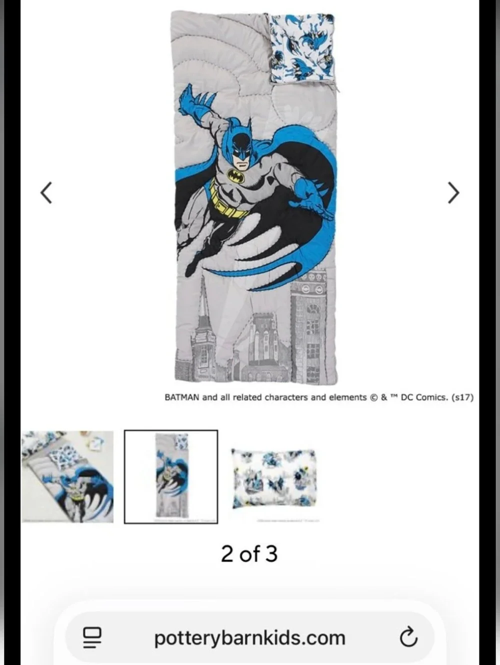Pottery Barn Kids- Batman Sleeping Bag- Hunter